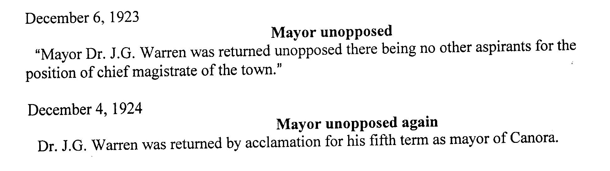 Info3 Past Councils of the Town of Canora 1905 - 1928